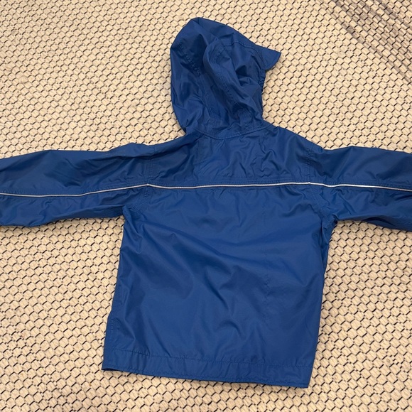 REI Kids' Blue Hooded Rain Jacket - Picture 3 of 4